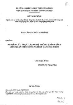 Quyển 1: Nghiên cứu thực trạng hệ thống chính sách liên quan đến nông nghiệp và nông thôn