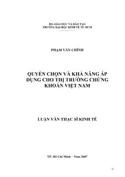 Quyền chọn và khả năng áp dụng cho thị trường chứng khoán Việt Nam