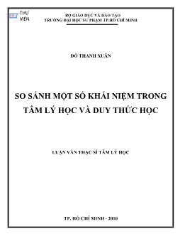 So sánh một số khái niệm trong tâm lý học và duy thức học