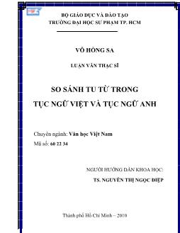 So sánh tu từ trong tục ngữ Việt và tục ngữ Anh