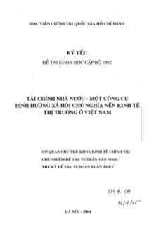 Tài chính Nhà nước – một công cụ định hướng xã hội chủ nghĩa nền kinh tế thị trường tại Việt Nam