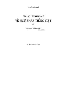 Tài liệu tham khảo về Ngữ pháp tiếng Việt