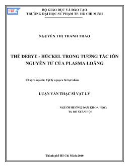 Thế debye - Huckel trong tương tác iôn nguyên tử của Plasma loãng