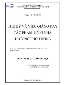 Thể ký và việc giảng dạy tác phẩm ký ở nhà trường Phổ Thông