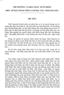 Thị trường và khả năng xuất khẩu một số mặt hàng Nông Lâm đặc sản Thái Nguyên