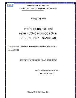 Thiết kế bộ câu hỏi định hướng bài học lớp 11 chương trình nâng cao