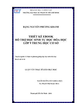 Thiết kế ebook hỗ trợ học sinh tự học hóa học lớp 9 Trung học cơ sở