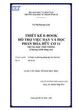 Thiết kế e-Book hỗ trợ việc dạy và học phần hóa hữu cơ 11 Trung học phổ thông (Chương trình nâng cao)