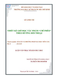 Thiết kế giờ học tác phẩm `Chí Phèo` theo hướng đối thoại