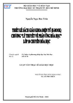 Thiết kế sách giáo khoa điện tử (E-Book) chương `Lý thuyết về phản ứng hóa học` lớp 10 chuyên hóa học