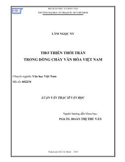 Thơ Thiền thời Trần trong dòng chảy văn hóa Việt Nam