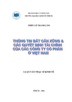 Thông tin bất cân xứng và các quyết định tài chính của các Công ty cổ phần ở Việt Nam