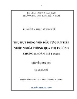Thu hút dòng vốn đầu tư gián tiếp nước ngoài thông qua thị trường chứng khoán Việt Nam
