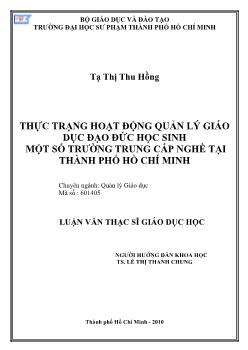 Thực trạng hoạt động quản lý giáo dục đạo đức học sinh một số trường Trung cấp nghề tại Thành phố Hồ Chí Minh