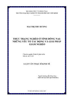 Thực trạng nghèo ở tỉnh Đồng Nai: Những yếu tố tác động và giải pháp giảm nghèo