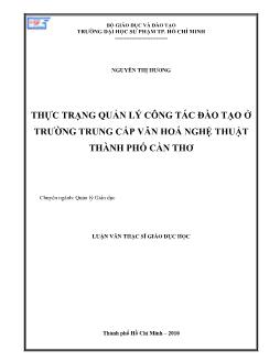 Thực trạng quản lý công tác đào tạo ở trường Trung cấp văn hóa nghệ thuật Thành phố Cần Thơ