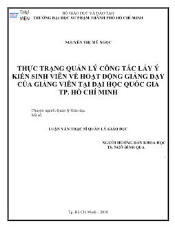 Thực trạng quản lý công tác lấy ý kiến sinh viên về hoạt động giảng dạy của giảng viên tại Đại học Quốc Gia TP.HCM