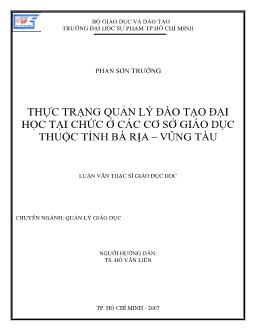 Thực trạng quản lý đào tạo đại học tại chức ở các cơ sở giáo dục thuộc tỉnh Bà Rịa - Vũng Tàu