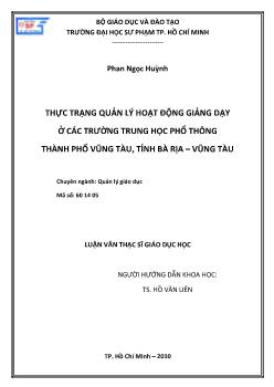 Thực trạng quản lý hoạt động giảng dạy ở các trường trung học phổ thông thành phố Vũng Tàu, tỉnh Bà Rịa - Vũng Tàu