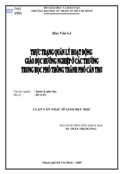 Thực trạng quản lý hoạt động giáo dục hướng nghiệp ở các trường Trung học phổ thông thành phố Cần Thơ