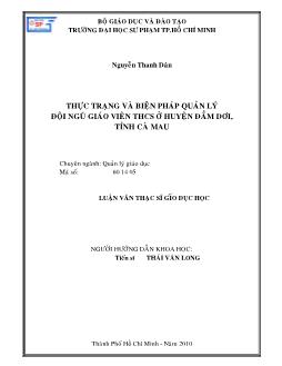 Thực trạng và biện pháp quản lý đội ngũ giáo viên THCS ở huyện Đầm Dơi, tỉnh Cà Mau