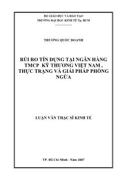 Thực trạng và giải pháp phòng ngừa rủi ro tín dụng tại Ngân hàng Thương mại cổ phần Kỹ Thương Việt Nam