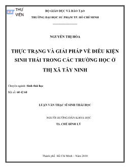 Thực trạng và giải pháp về điều kiện sinh thái trong các trường học ở thị xã Tây Ninh