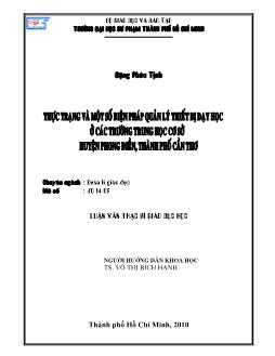 Thực trạng và một số biện pháp quản lý thiết bị dạy học ở các trường Trung học cơ sở huyện Phong Điền, Thành phố Cần Thơ