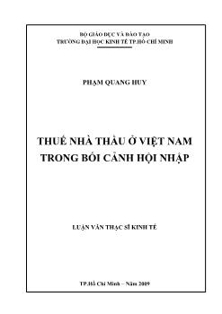 Thuế nhà thầu ở Việt Nam trong bối cảnh hội nhập