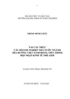 Tia cấu trúc các doanh nghiệp nhà nước ngành mía đường Việt Nam trong tiến trình hội nhập kinh tế thế giới