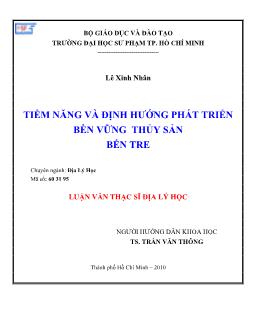 Tiềm năng và định hướng phát triển bền vững thủy sản Bến Tre