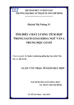Tìm hiểu chất lượng tích hợp trong sách giáo khoa Ngữ văn 6 Trung học cơ sở