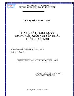 Tính chất triết luận trong văn xuôi nguyễn khải, thời kì đổi mới