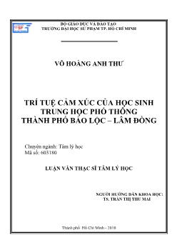 Trí tuệ cảm xúc của học sinh Trung học phổ thông Thành phố Bảo Lộc - Lâm Đồng