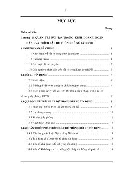 Trích lập và sử dụng dự phòng để xử lý rủi ro tín dụng trong hoạt động kinh doanh của Ngân hàng thương mại cổ phần Đệ Nhất