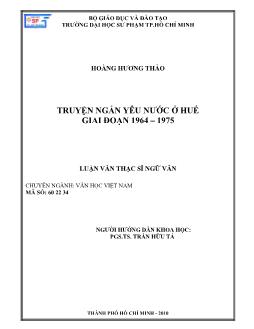 Truyện ngắn yêu nước ở Huế giai đoạn 1964 - 1975