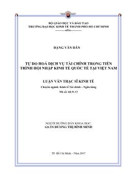 Tự do hóa dịch vụ tài chính trong tiến trình hội nhập kinh tế Quốc tế tại Việt Nam