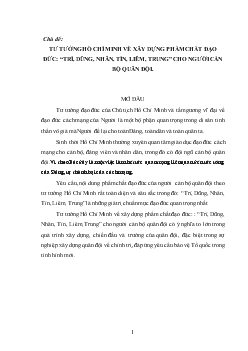 Tư tưởng Hồ Chí Minh về việc xây dựng phẩm chất đạo đức: “Trí, dũng, nhân, tín, liêm, trung