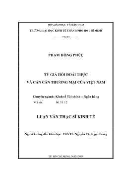 Tỷ giá hối đoái thực và cán cân thương mại của Việt Nam