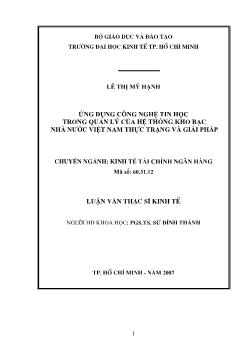 Ứng dụng công nghệ tin học trong quản lý của hệ thống kho bạc nhà nước Việt Nam thực trạng và giải pháp