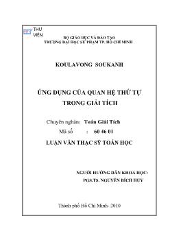 Ứng dụng của quan hệ thứ tự trong giải tích