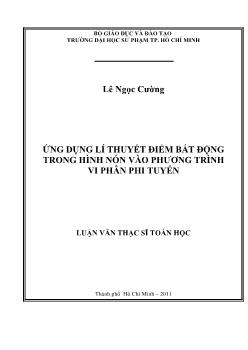 Ứng dụng lí thuyết điểm bất động trong trình nón vào phương trình vi phân phi tuyến
