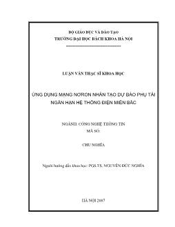 Ứng dụng mạng nơron nhân tạo dự báo phụ tải ngắn hạn hệ thống điện miền Bắc