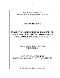 Ứng dụng mô hình Harry T. Osima đẩy mạnh tăng trưởng nông nghiệp Đồng bằng Sông Cửu Long