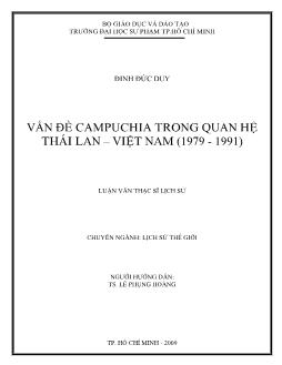 Vấn đề Campuchia trong quan hệ Thái Lan - Việt Nam (1979 - 1991)