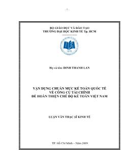 Vận dụng chuẩn mực kế toán quốc tế về công cụ tài chính để hoàn thiện chế độ kế toán Việt Nam