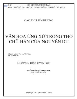 Văn hóa ứng xử trong thơ chữ Hán của Nguyễn Du