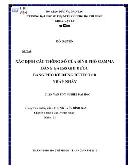 Xác định các thông số của đỉnh phổ Gamma dạng Gauss ghi được bằng phổ kế dùng Detector nhấp nháy