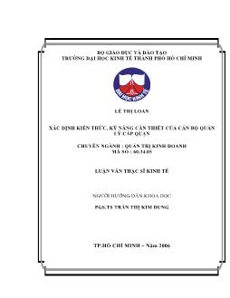 Xác định kiến thức, kỹ năng cần thiết của cán bộ quản lý cấp quận