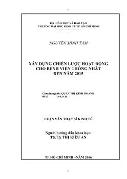 Xây dựng chiến lược hoạt động cho bệnh viện Thống Nhất đến năm 2015